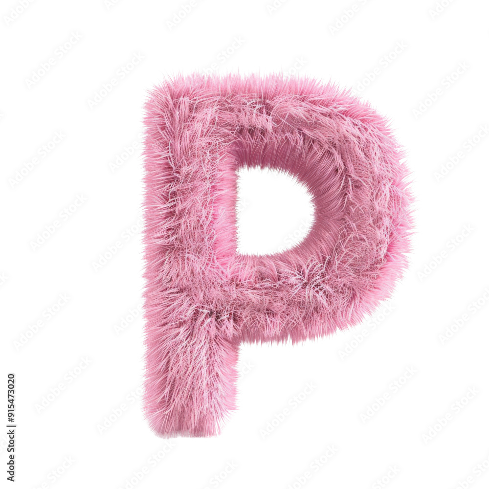 Pink fluffy letter P, isolated on black background. 3D rendering of soft fur alphabet. Pink fluffy letter P, isolated on black background. 3D rendering of soft fur alphabet.