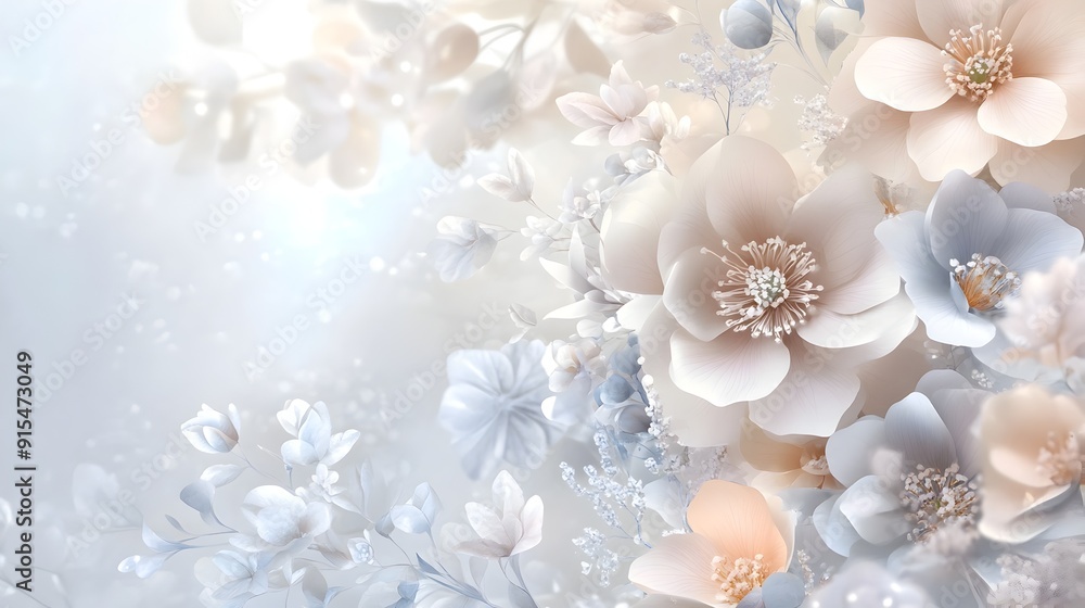 Soft Pastel Floral Birthday Background with Delicate Sophisticated Design Soft Pastel Floral Birthday Background with Delicate Sophisticated Design