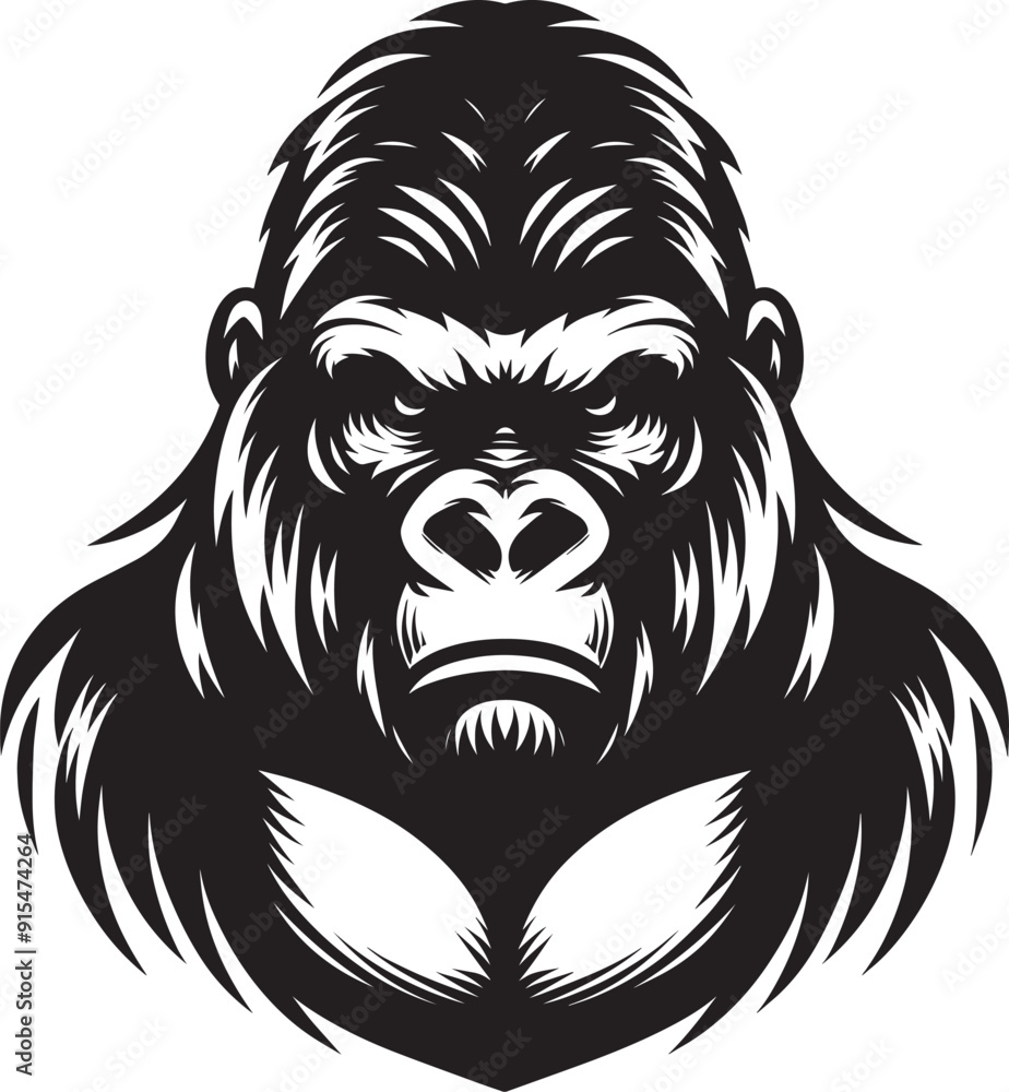 Gorilla head mascot Silhouette isolated on white background Minimalist vector Gorilla head mascot Silhouette isolated on white background Minimalist vector