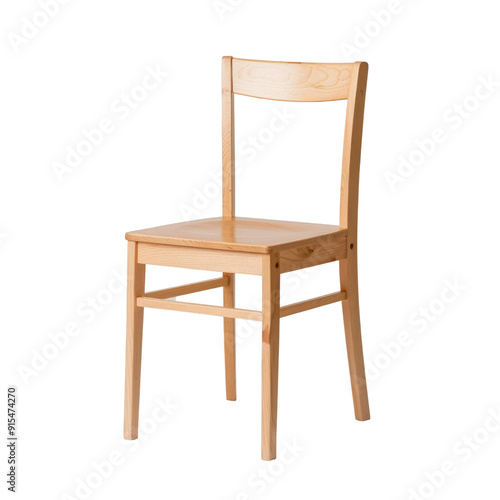 Wallpaper Mural Simple wooden chair with a plain back and four legs.  Isolated on a white background.  Perfect for minimalist designs. Torontodigital.ca
