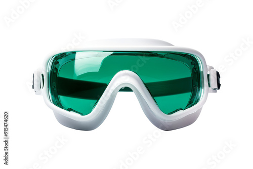 White Diving Mask with Green Lens