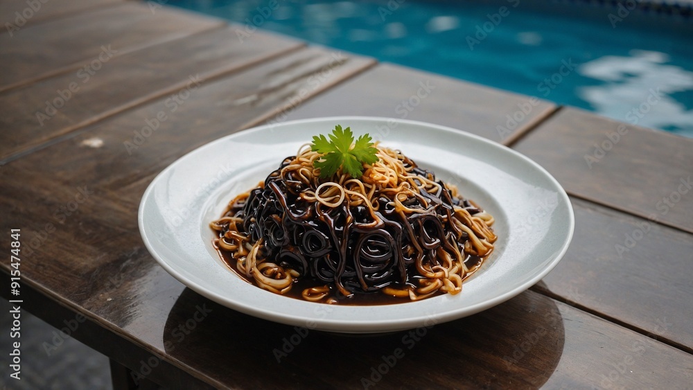 jajangmyeon food is caracteristic korean food jajangmyeon food is caracteristic korean food