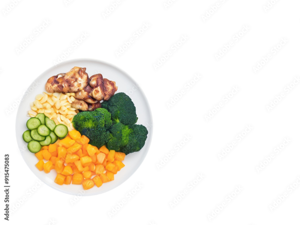 A light minimalist image of a healthy plate of food on transparent background A light minimalist image of a healthy plate of food on transparent background