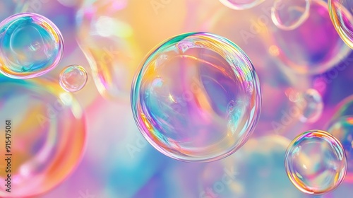 A dazzling soap bubble background with swirling patterns and rainbow reflections, ideal for adding a playful and imaginative touch.