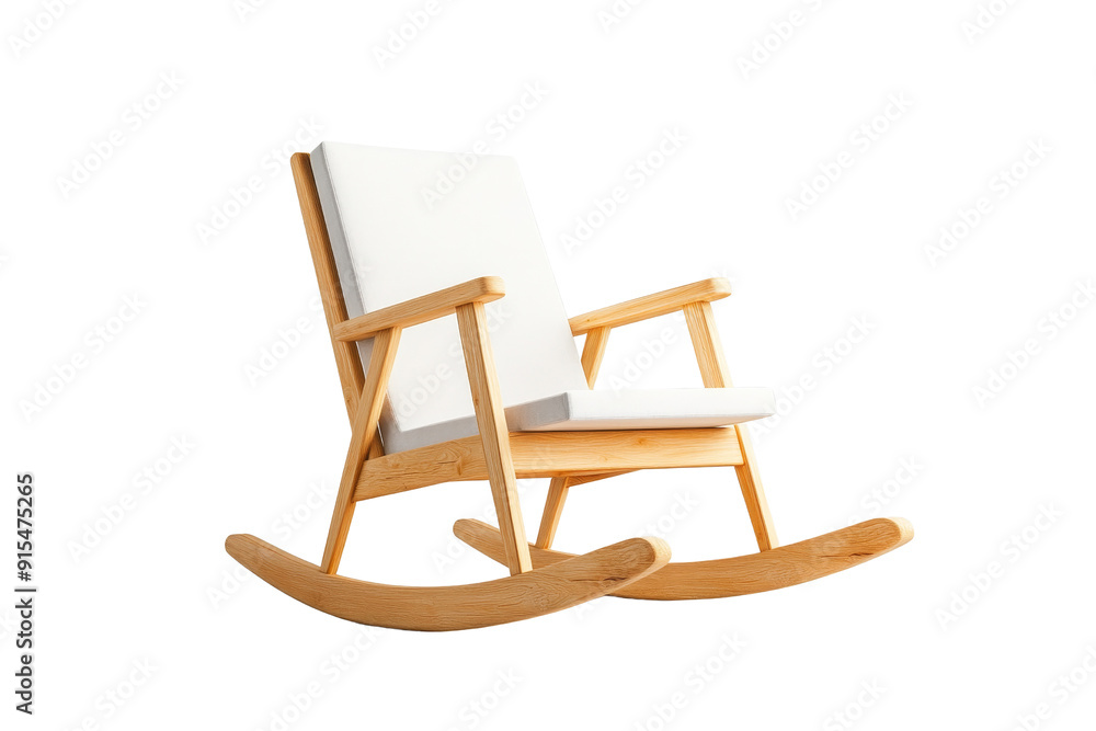 Wooden Rocking Chair with White Cushion Wooden Rocking Chair with White Cushion
