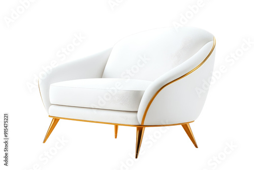 White armchair with gold accents