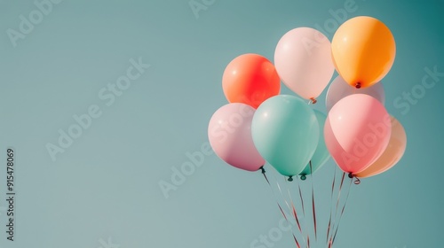 Colorful Balloons Floating Against a Clear Sky on a Bright Day