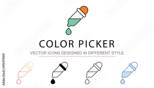 Color Picker icon design with white background stock illustration