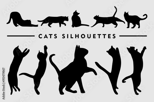 Vector cat silhouettes, pet silhouettes
