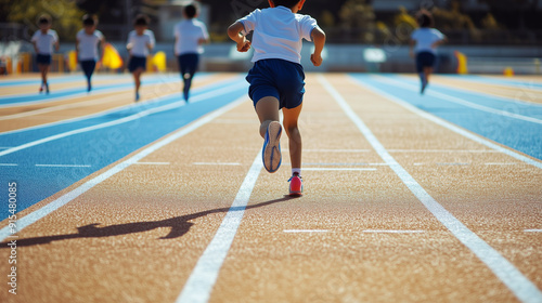 運動会で走る小学生 photo