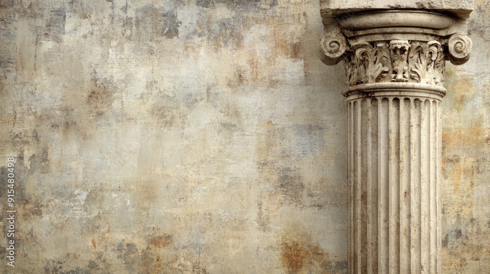 Obraz premium Abstract backdrop highlighting a Roman column with a clear space for text in the middle. Perfect for adding historical elements to contemporary designs.