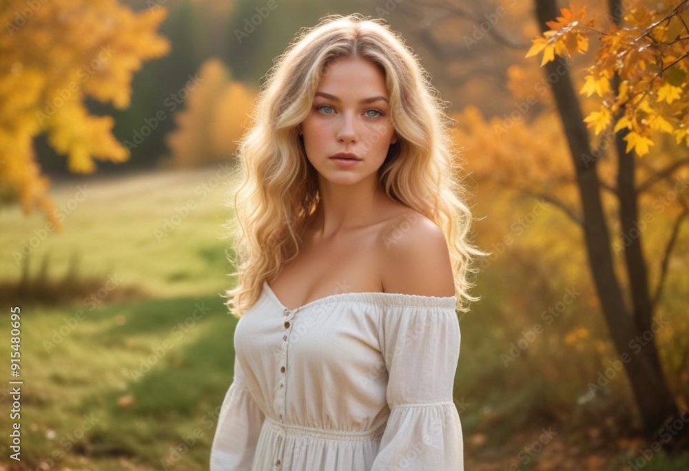 portrait of a woman in autumn park portrait of a woman in autumn park