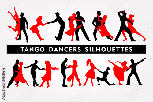 Vector images of Argentine tango dancers