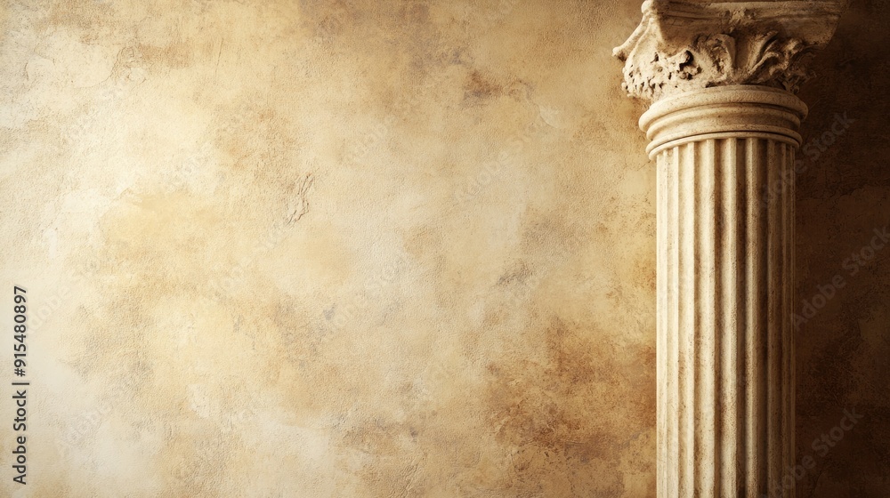 Abstract background with a prominent Roman column and a clear area for text. Ideal for merging classical architecture with modern design elements. Abstract background with a prominent Roman column and a clear area for text. Ideal for merging classical architecture with modern design elements.