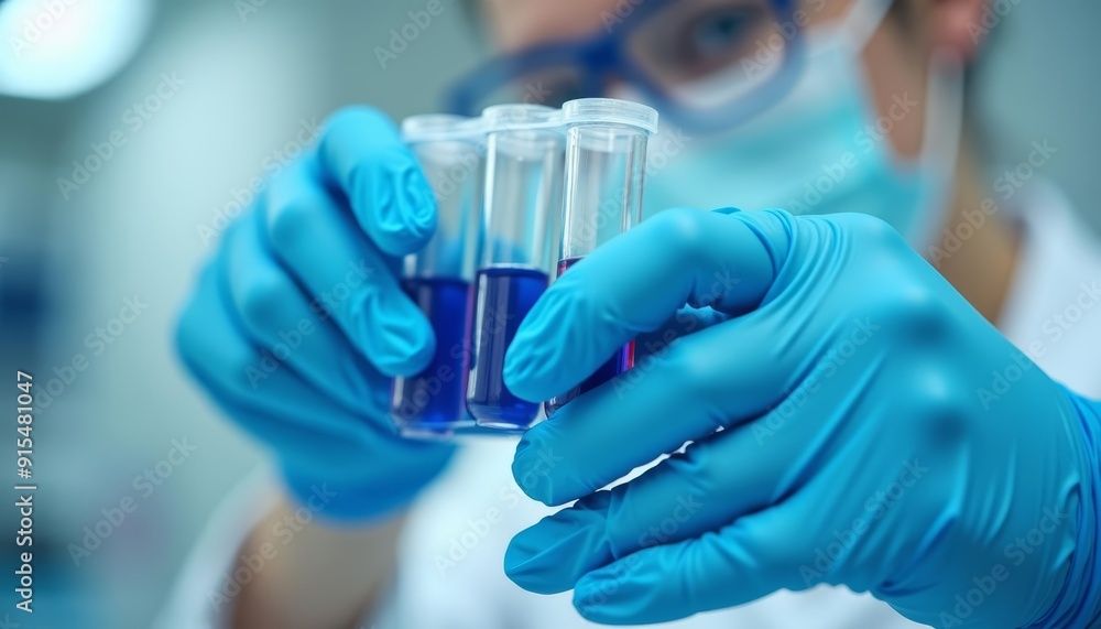 Precision in Science A Scientists Hands with Test Tubes Precision in Science A Scientists Hands with Test Tubes