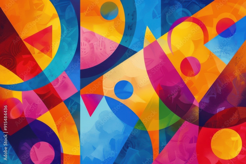 Fototapeta premium Abstract geometric shapes with vibrant colors