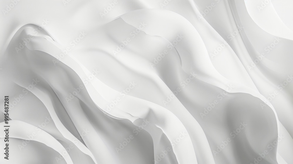 Obraz premium Abstract White Fabric Background with Smooth Elegant Waves and Minimalist Texture
