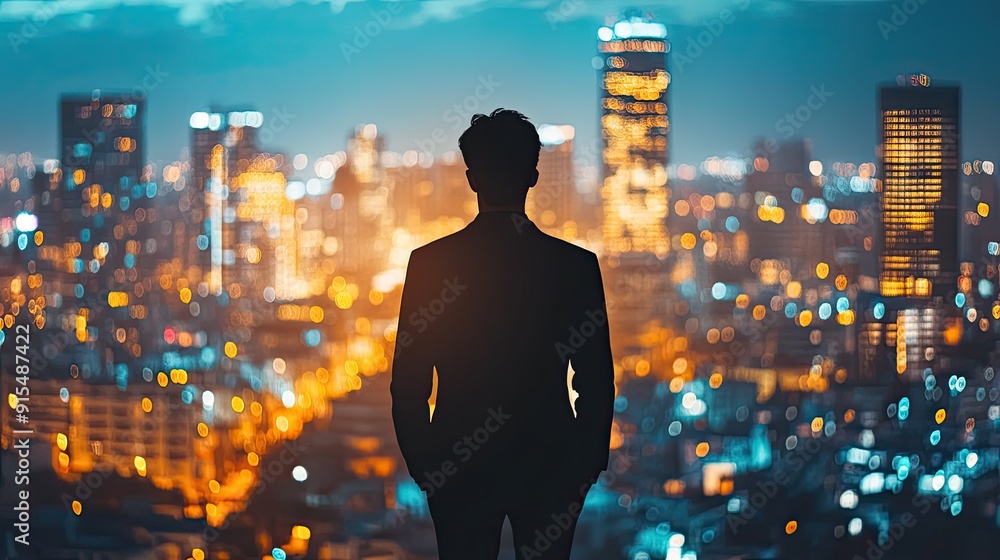 Silhouette of a young professional against a city illuminated at night, symbolizing the journey of building a career. Silhouette of a young professional against a city illuminated at night, symbolizing the journey of building a career.