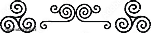 Seamless Celtic Spiral Line and Triskele Border