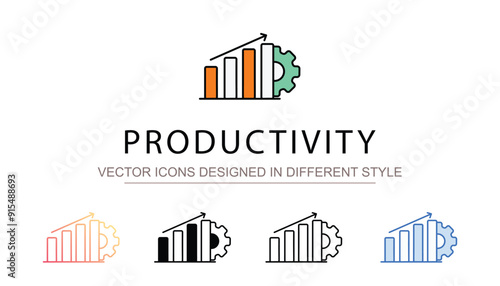 Productivity icon design with white background stock illustration