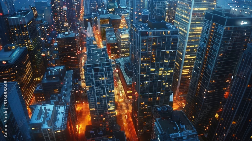 A bustling cityscape at night with illuminated skyscrapers and busy streets. A bustling cityscape at night with illuminated skyscrapers and busy streets.