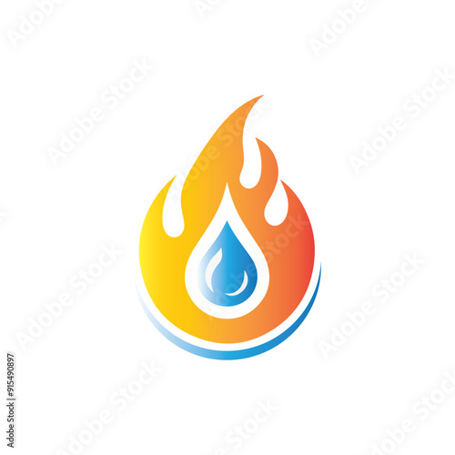 oil & gas logo, heating and cooling logo, fire flame, fire and water drop logo, air conditioning logo, plumbing, HVAC, Modern fire logo, heat tech, refrigeration logo