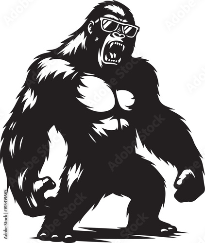 Wallpaper Mural Gorilla wearing sunglass cool Silhouette isolated on white background Minimalist vector illustration Torontodigital.ca