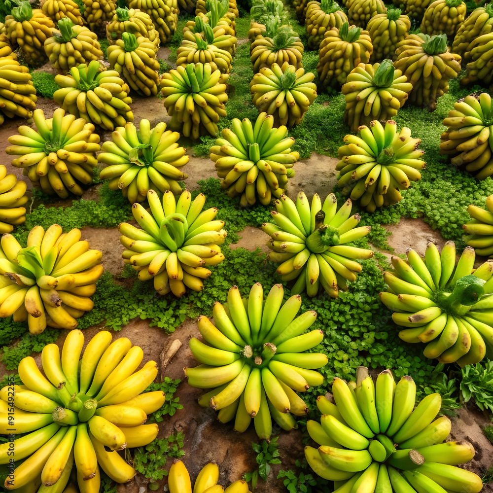 Fototapeta premium high angle view of bananas on field