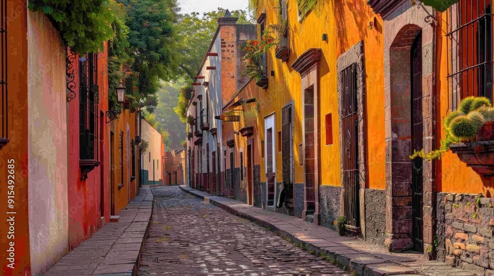 Obraz premium Colorful alley in San Miguel de Allende, Mexico