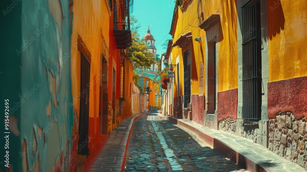 Obraz premium Colorful alley in San Miguel de Allende, Mexico