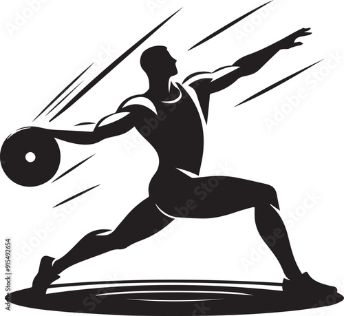 discus throw vector silhouette illustration