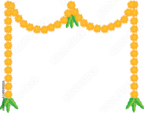 Marigold flowers garland for festival, wedding decoration