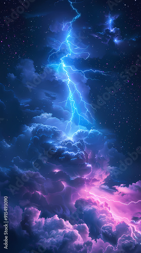 The Blue Jet lightning phenomenon occurs in the upper atmosphere. When powerful blue lightning flashes shoot up from the tops of high cumulonimbus clouds.