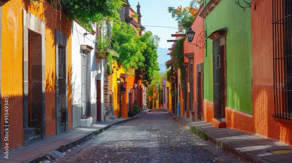 Fototapeta premium Colorful alley in San Miguel de Allende, Mexico