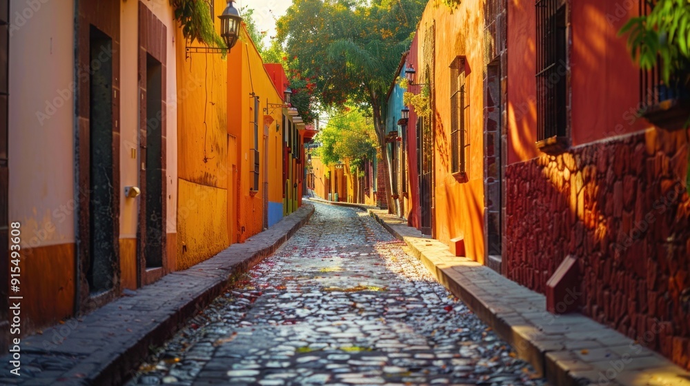 Obraz premium Colorful alley in San Miguel de Allende, Mexico