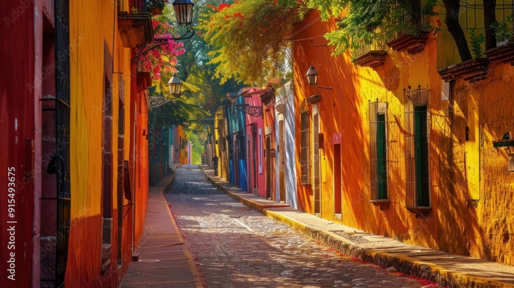 Obraz premium Colorful alley in San Miguel de Allende, Mexico