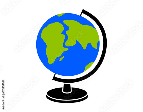 Hand drawn cute cartoon illustration planet Earth globe. Flat vector Earth day, environment sticker doodle style. Back to school sticker, icon. World map. Education or nature science. Isolated.