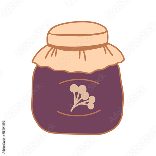 A jar of homemade berry jam with a simple cover