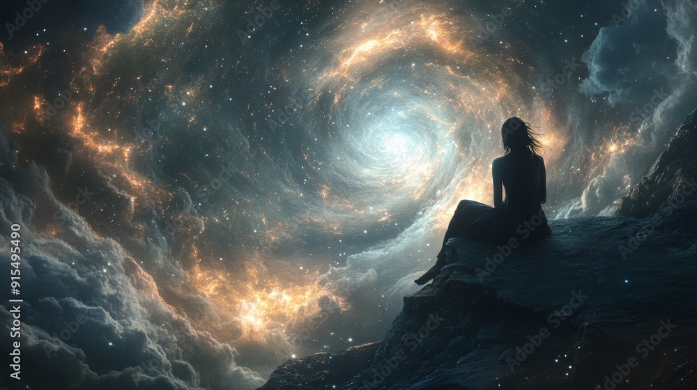 Fototapeta premium Cosmic Meditation Journey into Vibrant Galaxy Universe