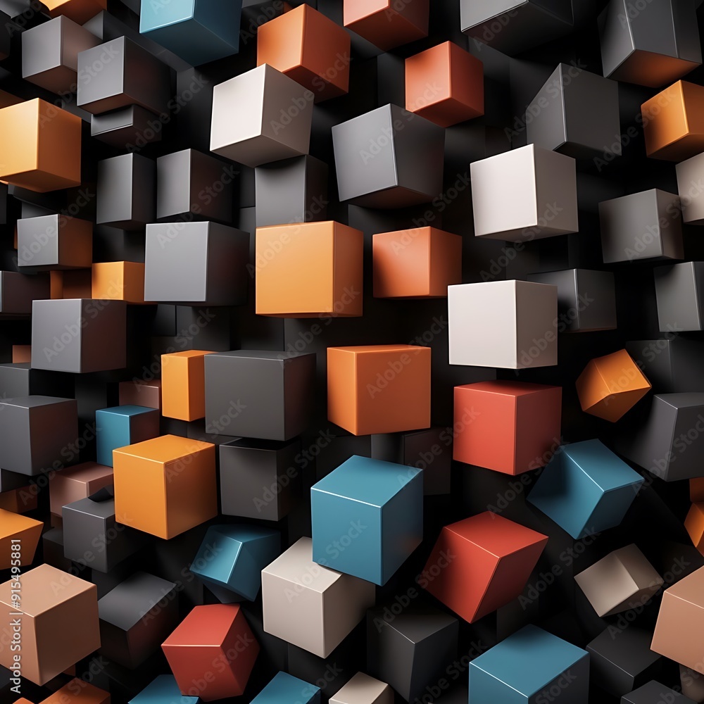 Obraz premium Abstract geometric blocks on a black background, 3d render