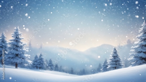 Wallpaper Mural Snow mountains, blue and white tones, cold weather, soft sunlight and bokeh. Torontodigital.ca