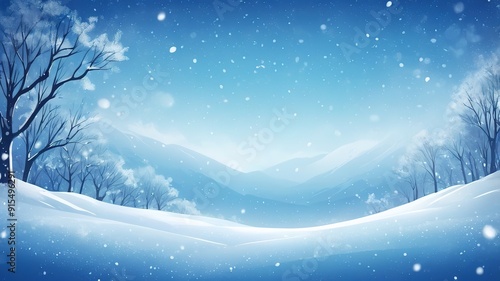 Wallpaper Mural Snowy mountains in blue and white tones, cold weather Torontodigital.ca