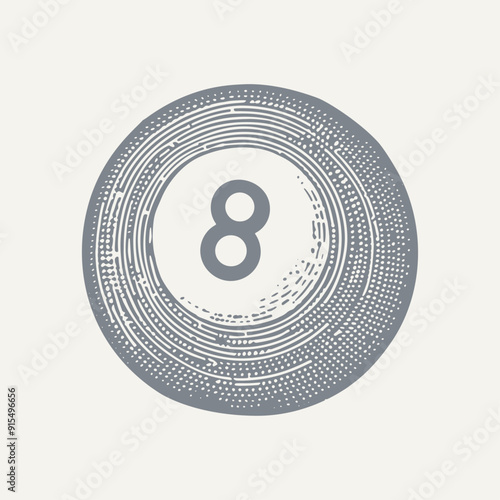 Pool 8 Ball. Vintage woodcut engraving style vector illustration.