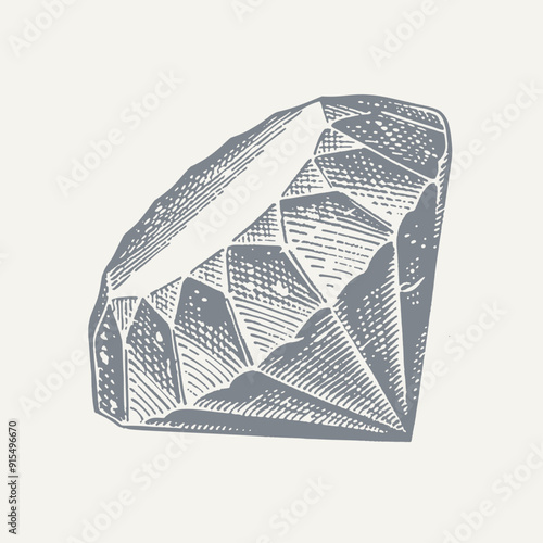 Polished Diamond. Vintage woodcut engraving style vector illustration.