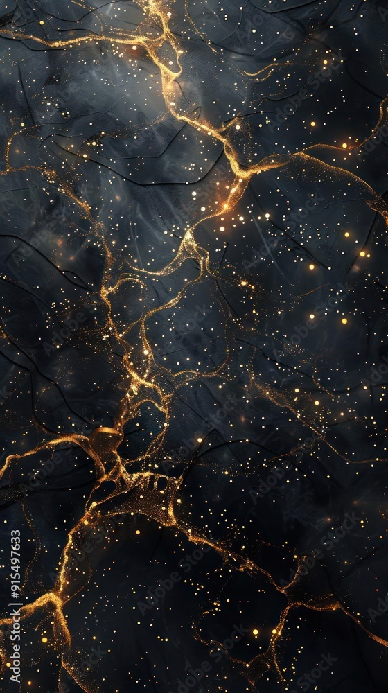 A mesmerizing image of a galaxy in the night sky, filled with stars and interconnected with nebulae.