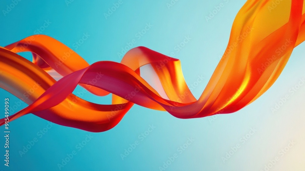 Abstract Flowing Orange And Red Ribbon Abstract Flowing Orange And Red Ribbon