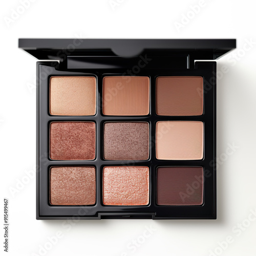 Six-color eyeshadow palette with black compact.