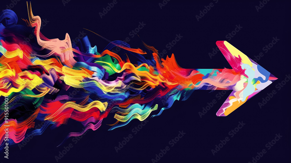 Fototapeta premium Abstract Colorful Arrow Illustration An abstract illustration of a colorful arrow with a dynamic