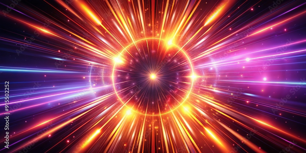 Dramatic high-speed warp effect with radial burst of crimson light, realistic vector illustration of space travel pattern with mesmerizing neon glowing effect and circular motion. Dramatic high-speed warp effect with radial burst of crimson light, realistic vector illustration of space travel pattern with mesmerizing neon glowing effect and circular motion.