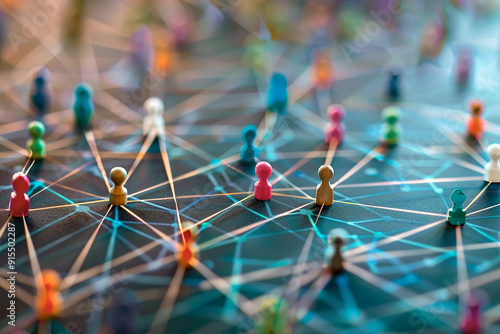 Connected colorful figures in a network